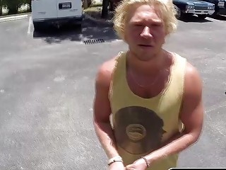 Russian surfer eat a dick and fucks in the anal for extra cash