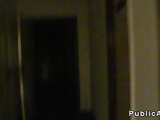 Euro amateur bangs in public hallway