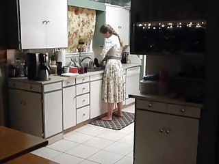 Amateur slut takes it from behind in the kitchen POV