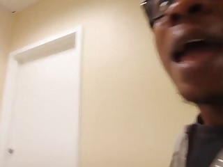 Black dude gets a blowjob from a hot babe