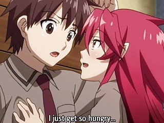 Hot redhead handles two cocks at the same time