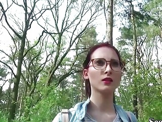 German Scout  College Redhead Teen Lia in Public Casting