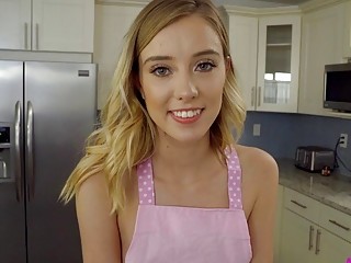 Sweet teen gets down on her knees before fucking