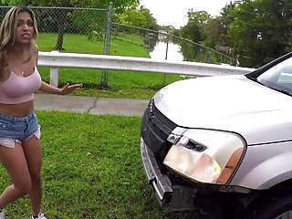 Curvy hottie with big tits ravaged hardcore by her mechanic