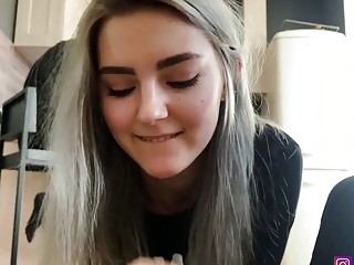 Stunning amateur sucks cock and fucks hardcore until the cumshot